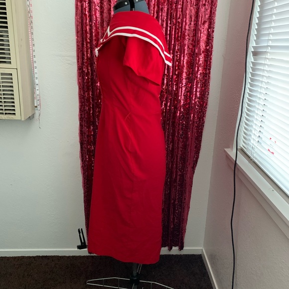NWOT Tatyana Red Sailor Captain Pencil Dress - Picture 5 of 10